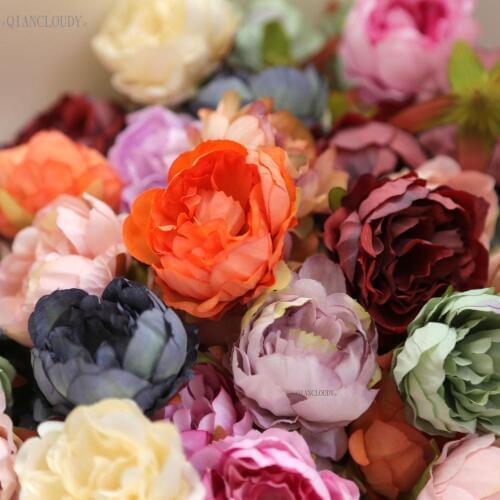 1/10/100 pieces DIY Retro silk Artificial flowers European Peony bud flower heads for Wedding Garland D25