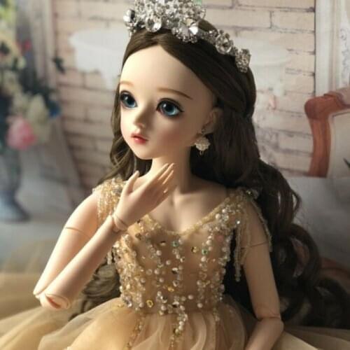 1/3 BJD Doll Girl Doll + Free Facial Makeup + Blue Eyes + Full Dress Set Bjd Doll Full Set Fashion Doll Movie & TV In-Stock Item