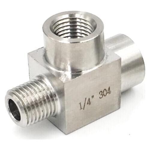 1/8" 1/4" 3/8" 1/2" BSP Female x Female x Male 304 Stainless Steel 3 Way Pipe Fitting High Pressure Resistant Tee Connector