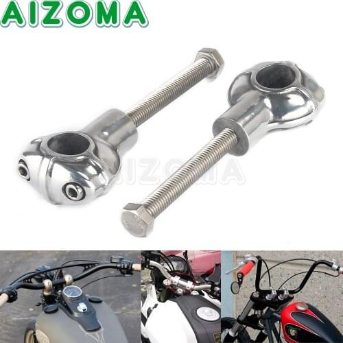 1 Pair Universal Motorcycle Handlebar Riser Retro Silver Aluminum Handler Bar Clamp 25mm 1" For Harley Yamaha BMW Honda Suzuki