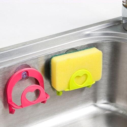 1 Pc Cute Sponage Holder Happy Home Sponge Holder Suction Cup Convenient Home Kitchen Holder Tools Gadget Decoration Holder