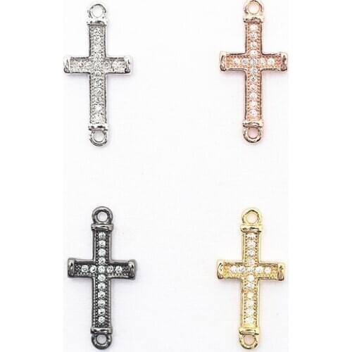 19*9mm cross micro pave cz zircon cubic zirconia beads DIY Copper necklace charm bracelet connectors accessories erft23
