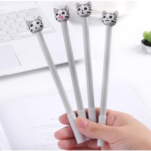 20 Pcs Cute Cat Gel Pens 0.5mm Black Ink Kawaii Korean Neutral Pen Stationery Set Creative Gift School Office Supply
