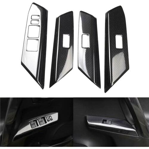 4Pcs Car Window Lift Switch Panel Cover Trim Styling For Toyota RAV4 2013-2019 Left Hand Drive Interior Auto Moldings Stickers
