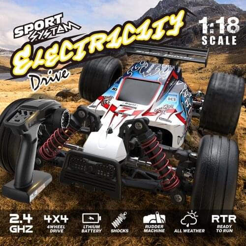 45KM/H Professional 4WD 2.4G Remote Control Alloy Car 1:18 Full Proportion Independent Shock Absorb High Speed Racing Buggy Toys