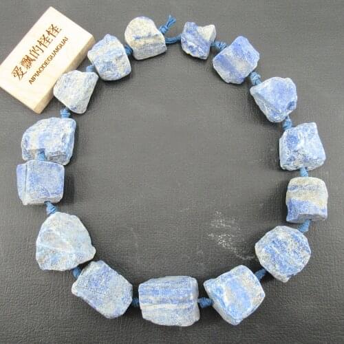 APDGG Raw Rough Natural Blue Lapis Beads Frosty Nuggets Beads Organic Gemstone 16.5" Jewelry Making DIY