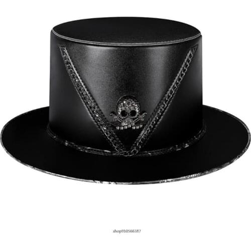 Free Shipping Steampunk Costume Plague Doctor Hat Leather Top Hat for Halloween Props Cosplay Gift Nightclub au6 21 wholesales