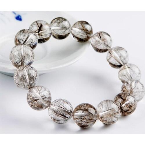 Brazil Natural Rutilated Quartz Bracelets For Women Men Stretch Healing Crystal Clear Round Bead Bracelet 16mm