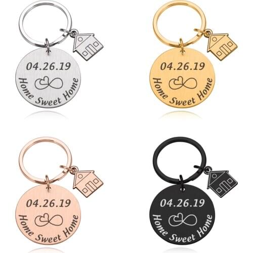 Customized Keychain Family Love Keyring Engraved with Date Key Holder Anniversary Couples Gifts Keychains for Home Keys Pendant