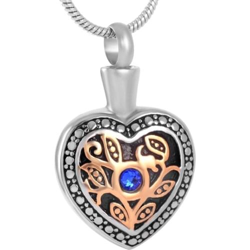 CMJ8674 Vintage Heart Shape 316L Stainless Steel Cremation Pendant Elegant Cremation Urn Necklace for Men Women