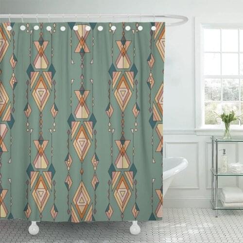 Colorful Pattern Tribal Vintage Ethnic Aztec Mexican Navajo African Shower Curtain Waterproof Polyester Fabric 60 x 72 Inches