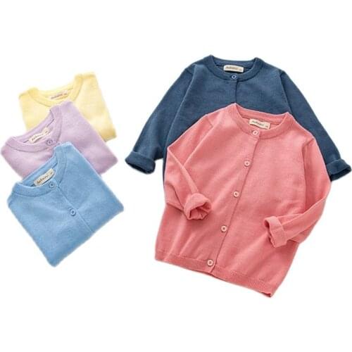 Childrens unisex jacket spring and autumn girls new ins wind sweater candy color cardigan boy pure color small cardigan sweater