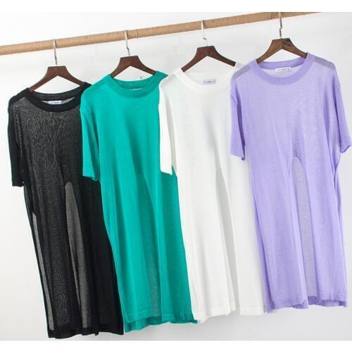 Latin Dance Long Split perspective Gauze Top T-shirt Tango Cha Salsa rumba modern Dance wear costumes Dancewear Yoga