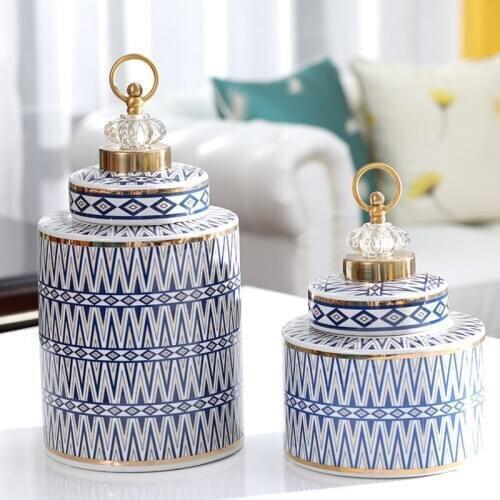 European Geometric Storage Ceramic Pot Vases Floral Decoration of Hydroponic Plants In Luxury Living Room Table Jar Flower Vases