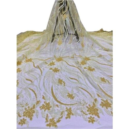 French Tulle Lace Fabric 2021 High Quality Embroidered African Net Laces Nigerian Fabrics With Sequins For Wedding Dress z20-62