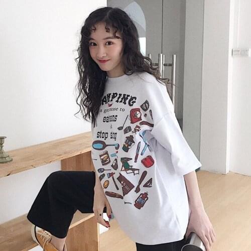 Summer 2021 Japanese Kawaii Womens Tee Shirt Cotton Korean Fashion Aesthetic Urban Harajuku Style Trendy Girls Top