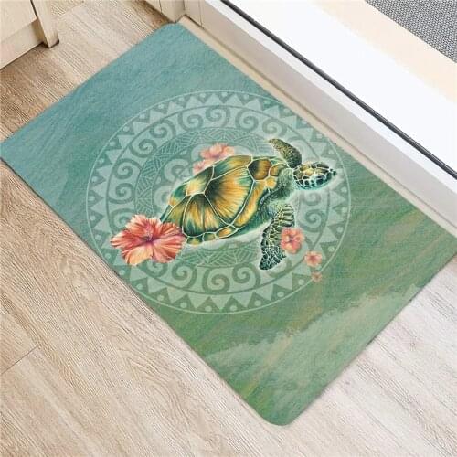 Hibiscus Turtle Swimming 3D Printed Door Mat Doormat Non Slip Door Floor Mats Decor Porch Doormat
