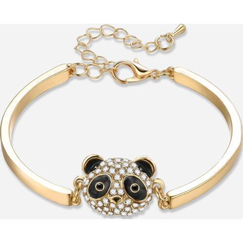 Dainty Trendy Adjustable Women Bracelets Zircon Panda Crystal Woman bracelet Gold Chain Crystal Women Bangle Jewelry Accessory