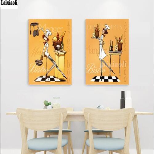 Cartoon"Creative Female Chef"Painting Full square round DIY 5D Diamond Painting cross stitch kit mosaic embroidery Diamond decor