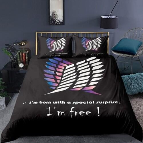 Anime Attack on Titan 3D Printed Bedding Set Duvet Cover Pillowcase Freedom Wings Bedclothes for Boys Kids Twin Single Full Size
