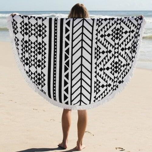 Round Beach Towel Geometric Yoga Mat Tasseled Blanket Quick Drying Absorbent Shower Beach Bath Towel Summer Man Women