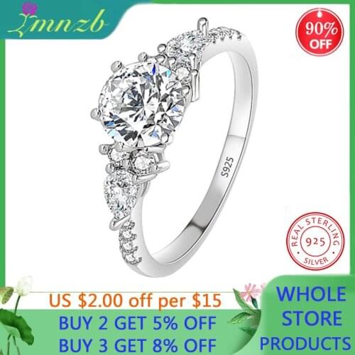 LMNZB Solid 925 Sterling Silver Engagement Rings Fashion Style 1.25 Carat Zirconia diamond Rings Jewelry Sepcial Unique LR331
