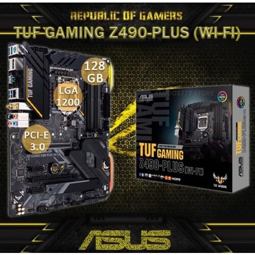 LGA 1200 Asus TUF GAMING Z490-PLUS(WI-FI)Motherboard DDR4 4600(OC) PCI-E 3.0 Overlocking CrossFireX Z490 Gaming Placa-Mãe 1200