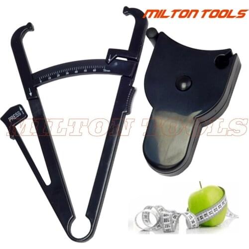 Black color Skinfold Caliper Body Fat Caliper, Tape Measure + Mens & Womens Chart