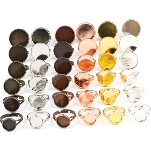 Copper Cabochon Settings Rings Round Cabochon Settings DIY Making Jewelry Findings(Fit 10mm-20mm Dia.) 17.3mm(US Size 7), 10PCs