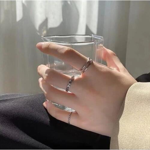 2021 New Punk Twist Joint Ring Sets Rhinestone Geometric Square Round Rings for Women Jewelry Travel Gifts