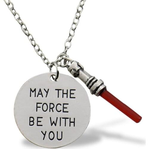 Star Necklace May The Force Be With You Letter Necklace Pendant ,the Force Awaken Sword of Light Lightsaber Jewelry