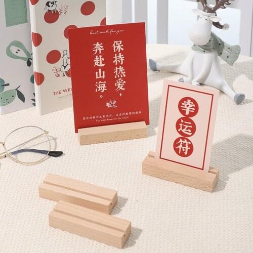 1PC Home Office Card Holder Wooden Rectangle Shaped Photo Stand Picture Holder Handmade Memo Holder