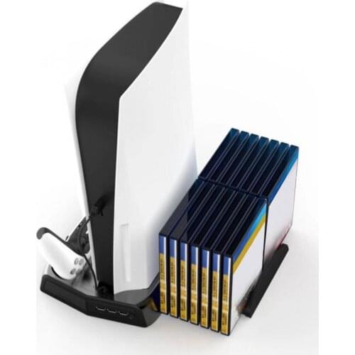 Quick Dissipation Cooling Fan Stand Vertical Charging Black Station Fan Cooler with 3 Hub Ports for PS5 Digital Edition