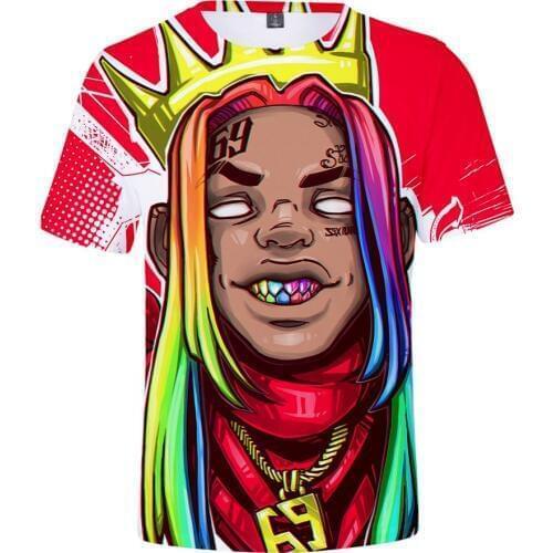 Popular 6IX9INE 3D Casual Tees Autumn Summer New Fashion Men and Women Comfort T-Shirt Top Star 6IX9INE3D Short Sleeve