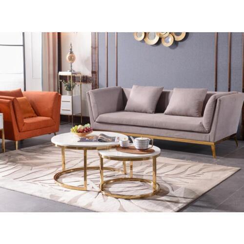 Postmodern Lightweight Stainless Steel Living Room Marble Round Tea Table Nordic Port Gilded Edge