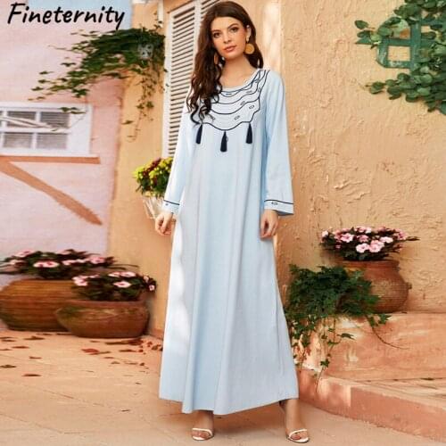 Eid Ramadan Mubarak Abaya Dubai Turkey Islam Muslim Dress Fashion Embroidery Robe Caftan Marocain Arabe Jellaba Femme Plus Size