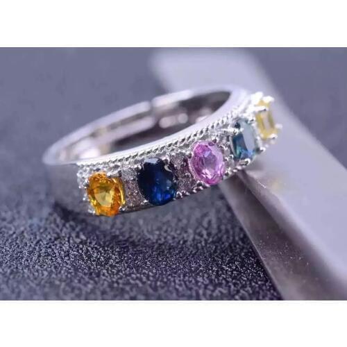 925 sterling silver pinkycolor Sapphire rings fashion gift for women jewelry open fine jewelry African Sapphire j030401agl