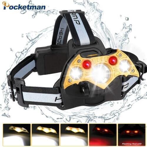 Super Bright LED Headlamp 5 Modes Bat-shaped Waterproof Headlights Adjustable Rechargeable Batteries USB Head Torch for Camping