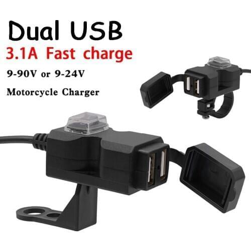 Universal QC3.0 USB Motorcycle Charger Moto equipment Dual USB Quick Change 12V Power Supply Adapter for iphone Samsung Huawei