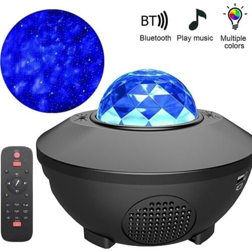 USB Starry Sky Projector LED Night Lights Colorful Star Moon Projection Light Remote Control Music Lamp for Bedroom Decor Gift