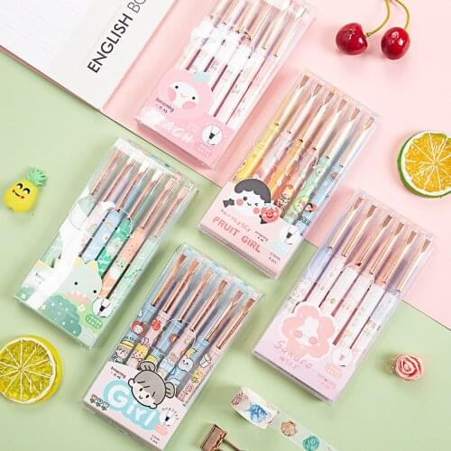 Yisuremia New Arrival 6pcs/Set Kawaii Cute Gel Pen Graffiti Writing Pens Creativity 0.5mm Black Ink School Stationery Supplies