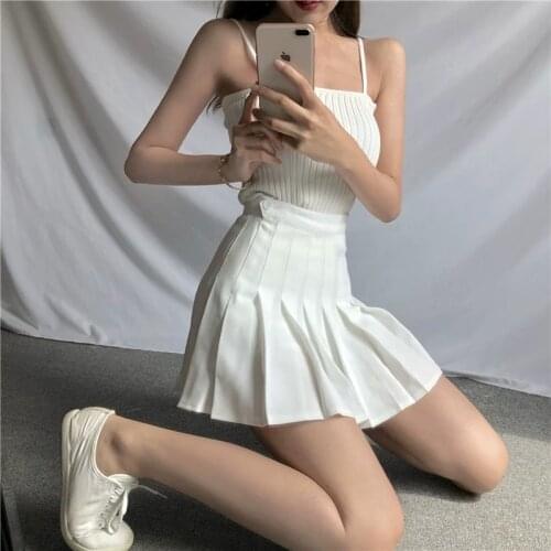 2021 summer high waist anti-failure pleated skirt playful white age reduction skirt female casual college style clothes