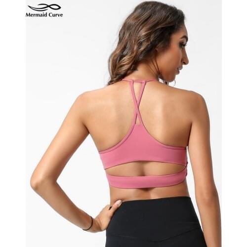 Mermaid Curve Network Star Same Style Sports Bra Push up Cross Hollow out Yoga Bra Running Fitness Gym underwear Bra Top