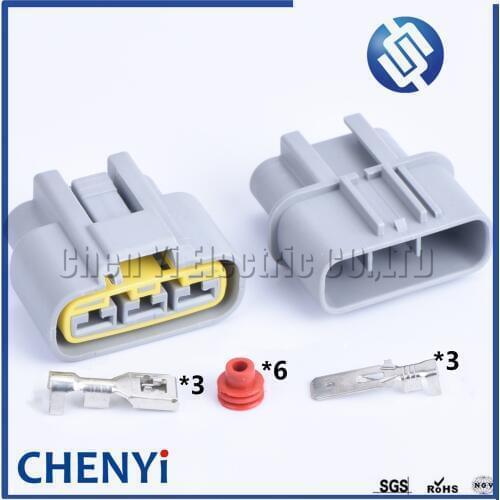 1 set 3 pin car waterproof connector(6.3) male female automobile fan Left Slot socket plug QLW-A-3F-B QLW-A-3F-GR QLW For Honda