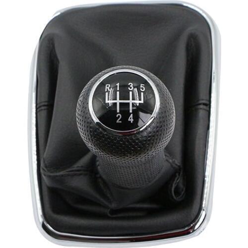 1 Piece 5 Speed Pu Leather Gear Shift Knob Handball With Dust Cover For Vw Golf 6 Jetta 5 MK6 2004 - 2015 Car Parts