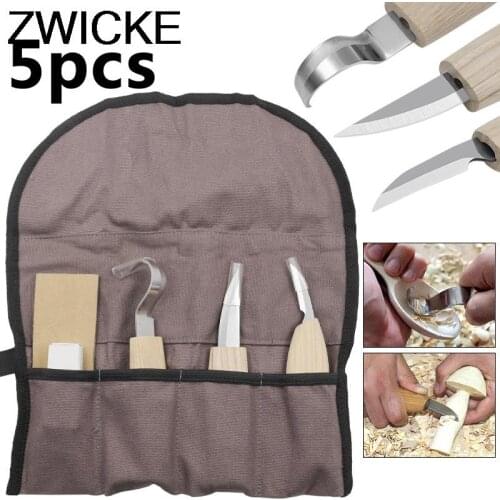 5pcs/set DIY Art Craft Carving Tools Hand Chisel Hook Knife Stainless Steel Woodworking Spoon Sculptural + Whetstone 1pc