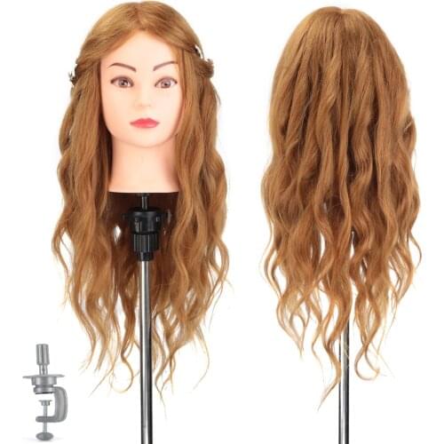 60% Real Natural Human Hair Training Head for Hairdressers Mannequin Head Hairdressing Practice Model for Curling Hairstyles