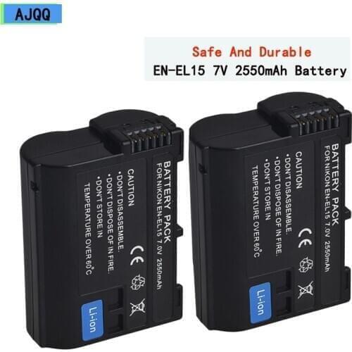 2PCS En-el15b 7.0V 2550mAh ENEL15 Decoded Camera Battery Use For Nikon V1 D500 D750 D7100 D7000 d7200 D800E D800 D600