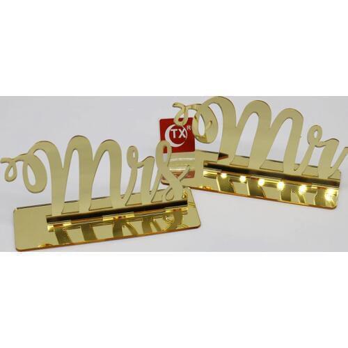 Acrylic Mirror Gold Mr and Mrs Wedding Sign for Wedding Decoration Bride and Groom Table Decrations Photo Props Engagement