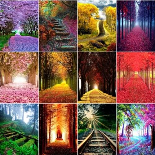 AZQSD 5D DIY Diamond Art Painting Kits Forest Tree Picture Of Rhinestones Diamond Embroidery Scenic Mosaic Handmade Home Decor